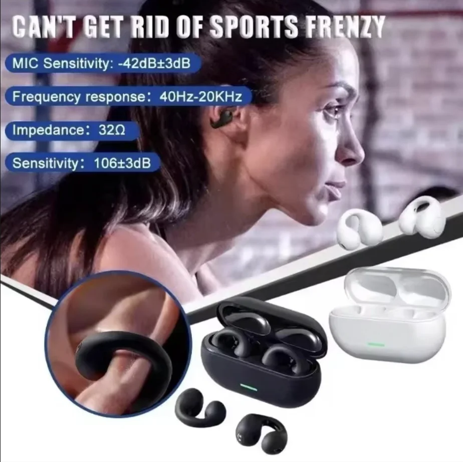 Auriculares deportivos ear hook negro